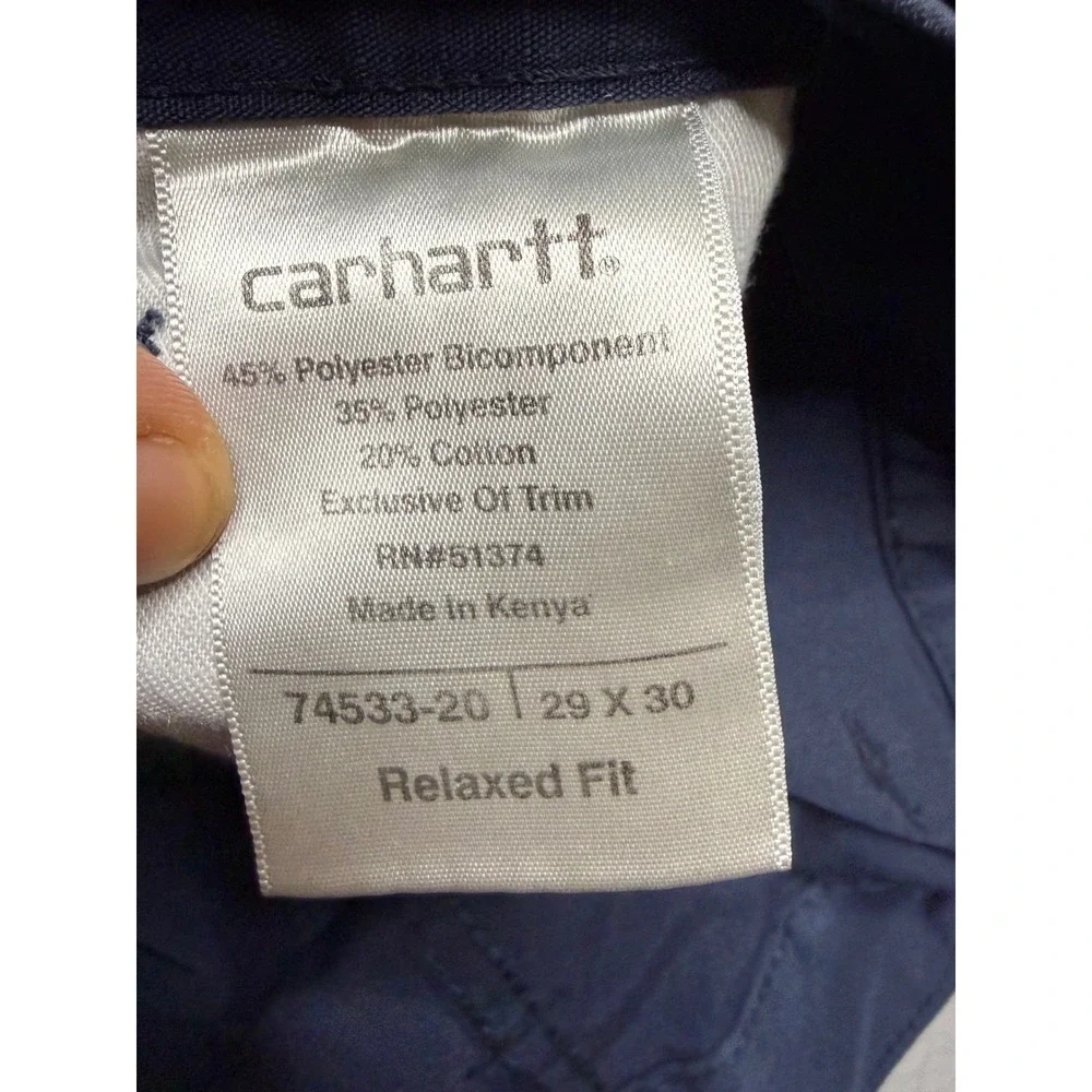 Carhartt Work Pants Women 29x30 Navy Blue Relaxed Fit Ripstop Utility 74533-20